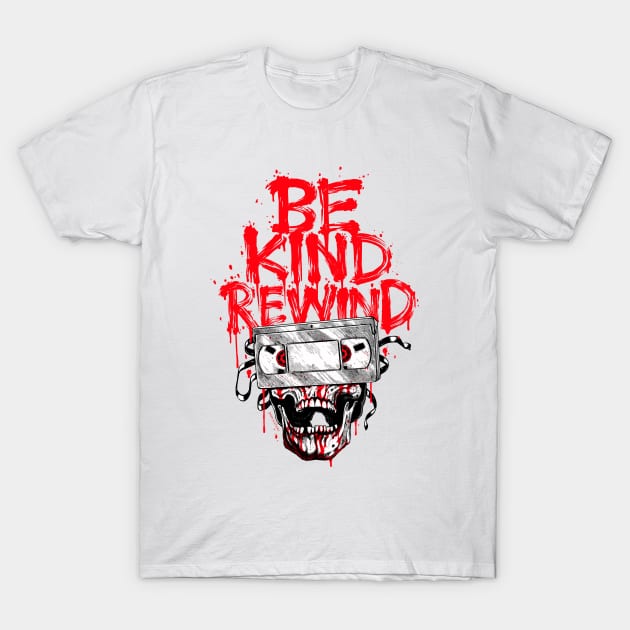 BE KIND REWIND vhs skull | Horror | 80s Horror | Vhs Horror | Retro horror T-Shirt by Dark & Sticky